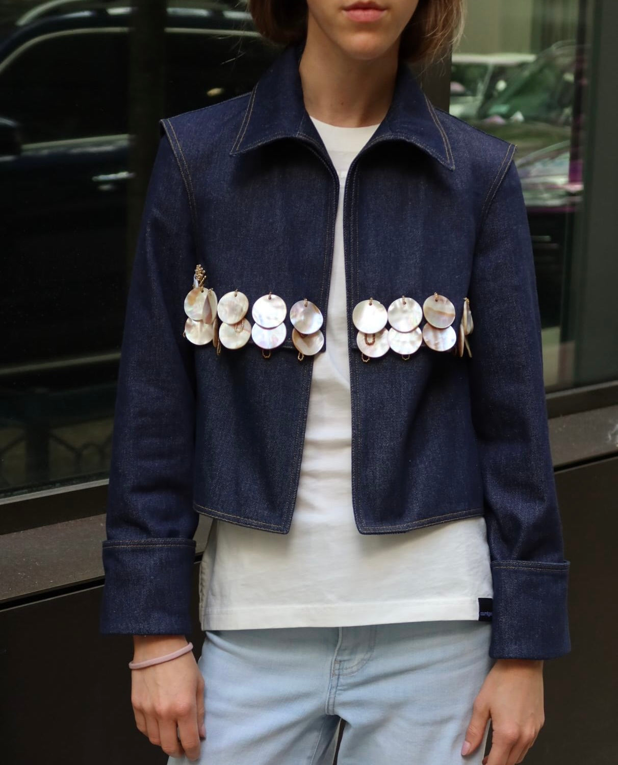 Denim Jacket Mother of Pearl
