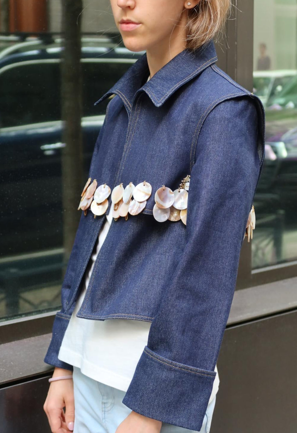 Denim Jacket Mother of Pearl