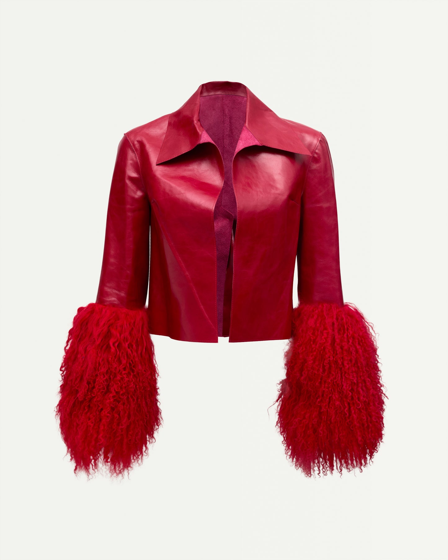 Leather Jacket with Mongolian Fur