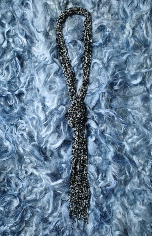 Beaded Scarf Black and Silver