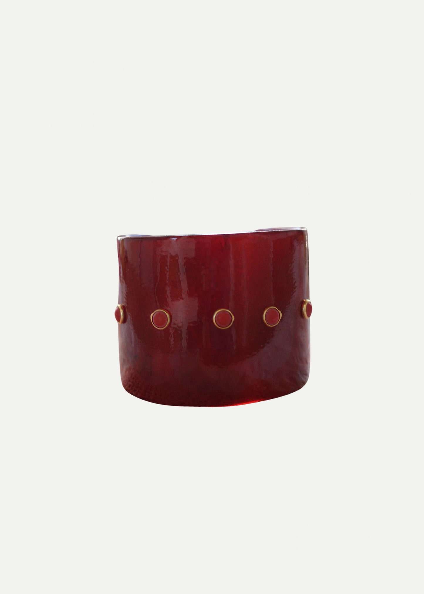 Arina Cuff in Brown with Coral Stone